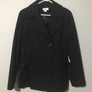 Cato Double Breasted Peacoat in Black, size Medium